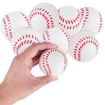 Mini Foam Sports Balls 12 Pack for Kids Adults Mini Baseball Football Basketball Soccer Stress Bulk Toy Game Party Decoration Relaxable (Baseball)