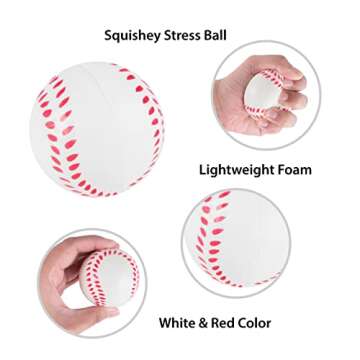 Mini Foam Sports Balls 12 Pack for Kids Adults Mini Baseball Football Basketball Soccer Stress Bulk Toy Game Party Decoration Relaxable (Baseball)