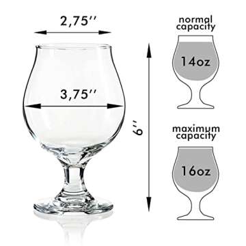 ECODESIGN-US Beer Glasses Belgian Style Tulip - 16 Oz - Set of 2 w/Coasters - Birthday Housewarming Bachelor Party Glassware Gift