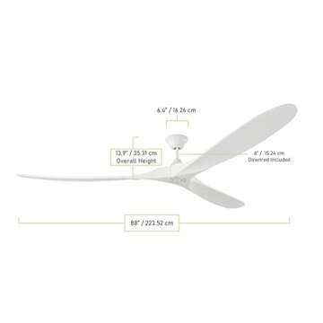 Monte Carlo 3MAVR88RZW Maverick Super Max Energy Star 88" Outdoor Ceiling Fan with Remote Control, 3 Balsa Wood Blades, Matte White