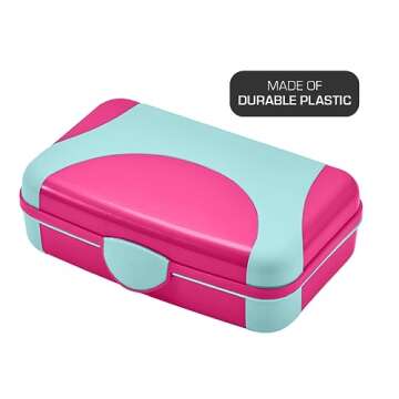 It's Academic Hard Pencil Case, Durable Plastic Pencil Box, Kid-Friendly Design, Pink & Blue