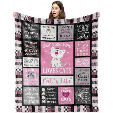 Cozy Cat Blanket for Cat Lovers - Funny Gift Ideas for Cat Moms