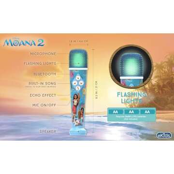 eKids Moana Karaoke Microphone with Music & Light Show