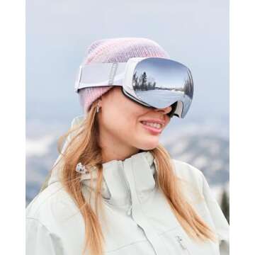 findway Ski Goggles for Men and Women - 100% UV Protection, OTG Snowboard Goggles Magnet Interchangeable Lens