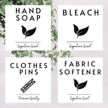 LOVE|EVERYDAY Laundry Labels for Jars, Laundry Stickers for Laundry Room Organization & Laundry Room Decor, 12 x Laundry Label Stickers for Laundry Products Farmhouse & Modern Laundry Room