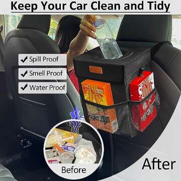 ELONGRIVER Leak Proof Car Trash Can - Cute Back Seat Bin for SUVs & Trucks