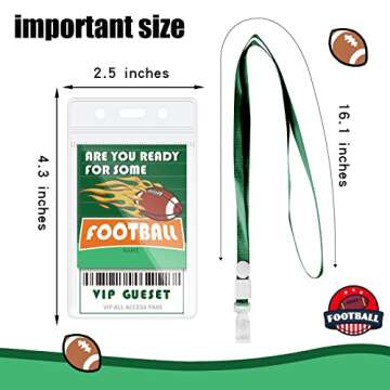 10 Pieces Football Party Favors Football Party VIP Passes Sports Party Favors Football Party Accessories VIP Pass Holder with Lanyard for Sport Themed Tailgate Game Day Football Theme Supplies