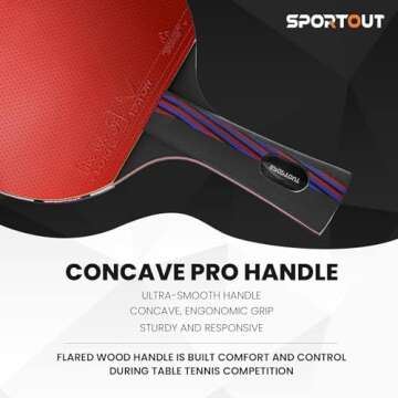 Sportout Ping Pong Paddle,Professional Table Tennis Paddles with Case, Table Tennis Racket for Advanced Training and Tournament