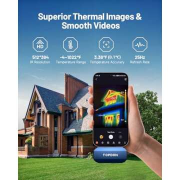 TOPDON TC001 Thermal Camera for Android, Super IR 512x384 High Resolution, Thermal Imaging Camera, Thermal Imager - Optimized Temperature Accuracy, Works for Smartphones and Tablets & PC(not for iOS)