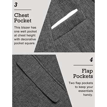 COOFANDY Mens Casual Blazer Suit Jacket Linen Slim Fit Sport Coat Business Fashion Daily Blazer (Grey XXL)