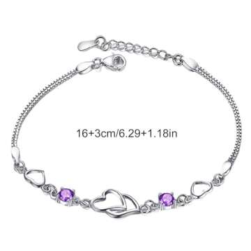 Your+Orders, Lightning+Deals+Today+Prime Love Heart Bracelets for Womens Girls Cubic Zirconia Birthstone for Women Birthday her Valentines Day Wedding Anniversary