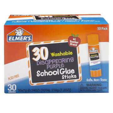 Elmer's Disappearing Purple School Glue Sticks, 30 Count