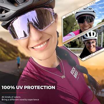 KAPVOE Polarized Cycling Glasses Men Women Mountain Bike Sunglasses MTB Glasses TR90 Sport Glasses Biking Sunglasses Bicycle Riding Goggles Road Cycling Sunglasses Running Golf Cycle Glasses Purple