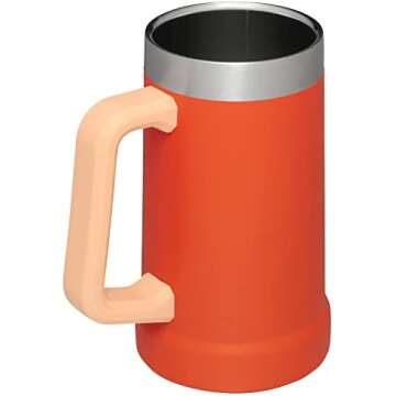 Stanley Adventure Big Grip Beer Stein 24 oz | Mug Keeps Beer Cold for Hours | Holds 2 Cans of Beer | Insulated Stainless Steel | Heavy-Duty Handle | Tigerlily