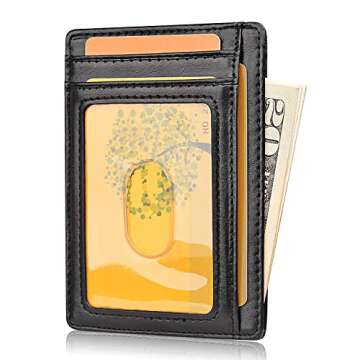 Buffway Slim Minimalist Front Pocket RFID Blocking Wallet - Alaska Black