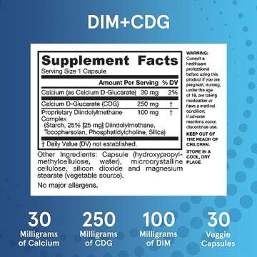 Jarrow Formulas DIM + CDG, Dietary Supplement, Liver Detox Support for Healthy Hormone Regulation and General Wellness, 30 Veggie Capsules, Up to a 30 Day Supply