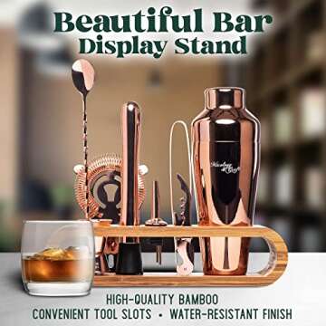 Mixology Bartender Kit: 10-Piece Bar Tool Set with Bamboo Stand | Perfect Home Bartending Kit and Martini Cocktail Shaker Set For a Perfect Drink Mixing Experience | Fun Housewarming Gift (Copper)