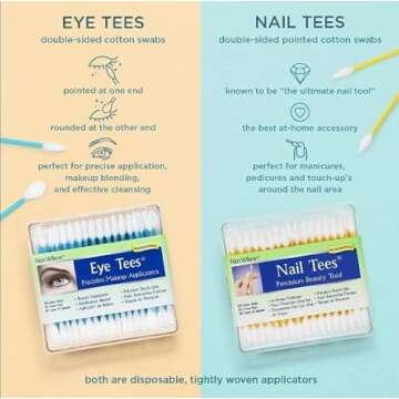 Fran Wilson NAIL TEES COTTON TIPS 120 Count (2 PACK) - The Ultimate Nail Tool, Multi-Purpose Double-sided Swabs with Pointed Ends for Precise Touch-ups and the Perfect At-Home Manicure & Pedicure