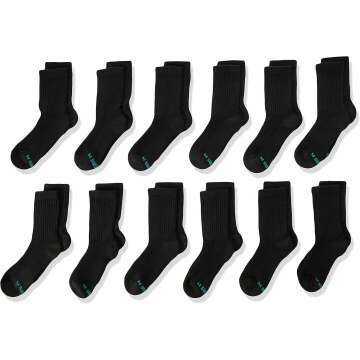 Hanes Boys' Double Tough Cushioned Socks - 12 Pairs