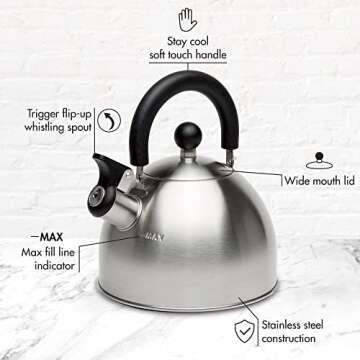 Whistling Stainless Steel Tea Kettle - 1.5 Quart