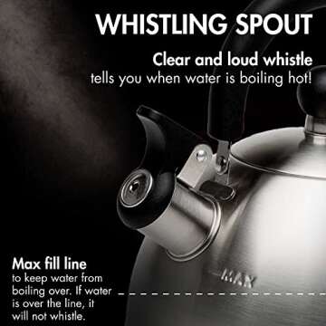 Whistling Stainless Steel Tea Kettle - 1.5 Quart