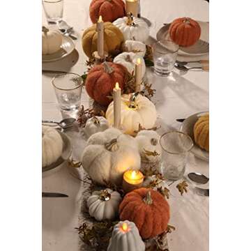 DN DECONATION Orange Pumpkin Decor, Fabric Pumpkin Set of 2, Faux Pumpkins as Table Centerpiece for Fall, Halloween, Wedding Parties Decoration, Wool Pumpkins as Gift for Friends, Families