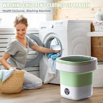 Upgraded Large Capacity Foldable Mini washing machine, small washer for Baby Clothes, Underwear or Small Items, Apartment, Dorm,RV Travel laundry Gift Choice(Green)