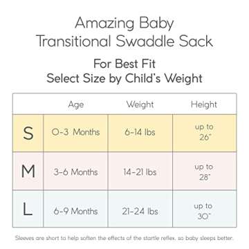 Amazing Baby Transitional Swaddle Sack with Arms Up Half-Length Sleeves and Mitten Cuffs, Medium, 3-6 months, 14-21 lbs, Tiny Elephants, Blue (Arms Up Swaddle, Transition Swaddle Sleep Sack)