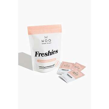 Woo More Play Freshies: All-Natural Feminine Intimacy Towelette Wipes with Coconut Oil and Aloe Vera, Promotes Feminine Health & Helps Alleviate Irritation - Vegan and Cruelty Free, 10ct