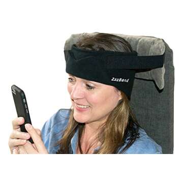 ZzzBand -Travel Pillow Alternative Airline Pilot Created - The Necks Best Thing to First Class ® - One Size Black - Patented