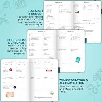 Clever Fox Travel Journal – Vacation & Road Trip Itinerary Planner Organizer & Traveling Memory Diary – A5 Traveler Adventure Notebook (Aquamarine)