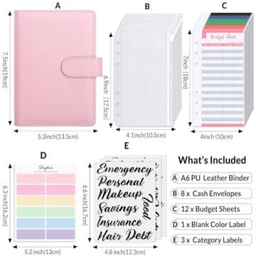 SKYDUE Budget Binder, Money Saving Binder with Zipper Envelopes, Cash Envelopes and Expense Budget Sheets for Budgeting