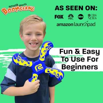 Fun Boomerang - Easter Basket Stuffers for Kids - Soft & Easy to Use - Easter Gifts for Boys & Girls All Ages - Best Boy Gifts for 6 7 8 9 10 Year Old Boys + 2025 Top Toys for Age 8-12 Boy Gift Ideas