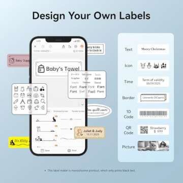 NIIMBOT Label Maker Machine D11 Label Printer Tape Included Portable Wireless Connection Multiple Templates Available for Phone Easy to Use Office Home Organization USB Rechargeable