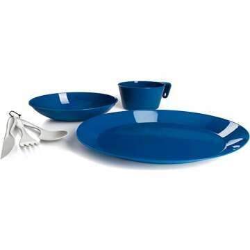 GSI Outdoors Cascadian 1 Person Table Set for Camping & Outdoors - Plate, Bowl, Mug Cup & Cutlery