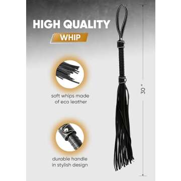 RIDIN Leather Crop 18" Faux Leather Whip 33" Equestrian Set - Leather Horse Riding Set - Horse Training Whip Play