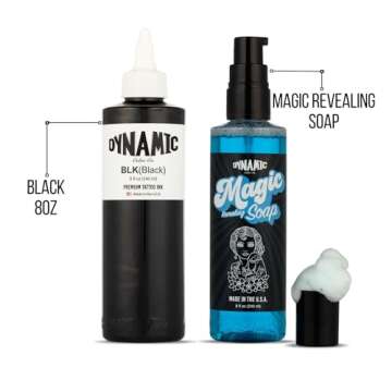 Dynamic Color Co- Black Tattoo Ink & Magic Revealing Soap Bundle (8oz Bottles)