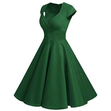 Green Vintage Cocktail Women Formal 1950s Retro Rockabilly Tea Party 50s 60s Pinup Swing Dress Green M