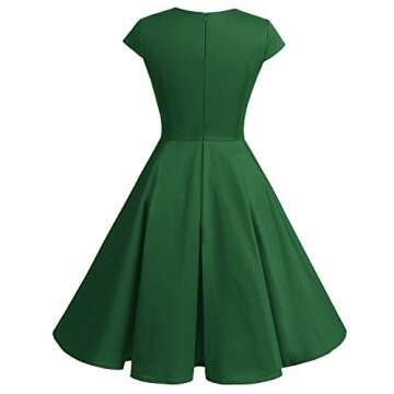 Green Vintage Cocktail Women Formal 1950s Retro Rockabilly Tea Party 50s 60s Pinup Swing Dress Green M