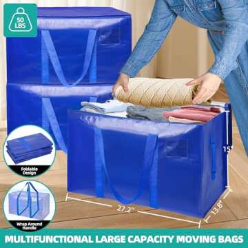 6 Pack Moving Bags Heavy Duty Storage Bags With Zippers And Strong Handles Packing Bags For Moving Storage Travel Camping Space Saving Alternative To Moving Boxes College Essentials Moving Supplies