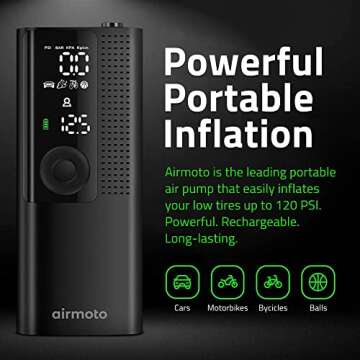 Airmoto and Power Kit Bundle Deal - 1 Bundle - Tire Inflator Portable Air Compressor with Power Kit for Charging at Home and on The Road - Cordless Air Pump for Car Tires, Motorcycle, Bicycle