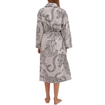 Desmond & Dempsey Womens Towel Robe (Medium, The Jag Print Cream)