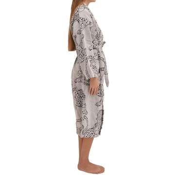 Desmond & Dempsey Womens Towel Robe (Medium, The Jag Print Cream)