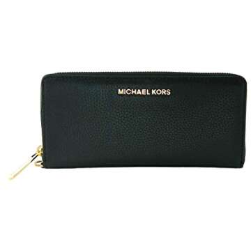 Michael Kors Women's Continental Black/Gold Large Purse Wallet