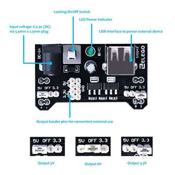 ELEGOO Upgraded Electronics Fun Kit with Power Supply Module & More