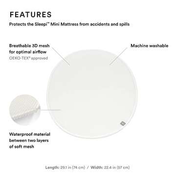 Stokke Sleepi Mini Protection Sheet, White - Protects Oval Stokke Sleepi Mini Mattress Against Accidents & Spills - Exterior Made of Breathable 3D Mesh - Machine Washable