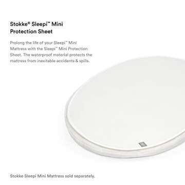 Stokke Sleepi Mini Protection Sheet, White - Protects Oval Stokke Sleepi Mini Mattress Against Accidents & Spills - Exterior Made of Breathable 3D Mesh - Machine Washable