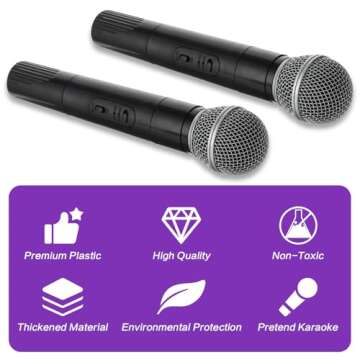 Prasacco 2 Packs Fake Microphone, Microphone Prop for Men Women Plastic Pretend Microphone Realistic Mic Prop Portable Handheld Mic for Simulate Speech Practice Karaoke Props Microphone 9.5 x 2 Inch