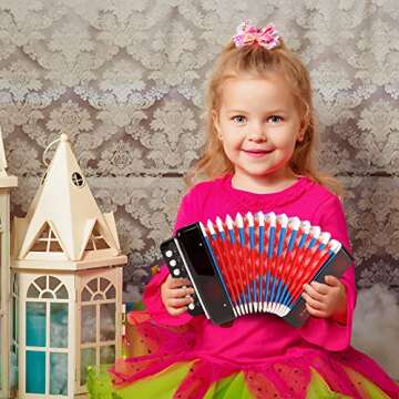 Button Accordion 10 Keys Control Accordion include 3 Air Valve Easy to Play Lightweight Environmentally-friendly Kid Instrument for Early Childhood Developmet Fit for 3 years and over (black)