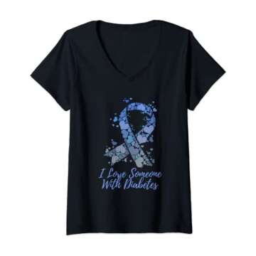 Womens I Love Someone With Diabetes Tee Warrior Diabetes Awareness V-Neck T-Shirt